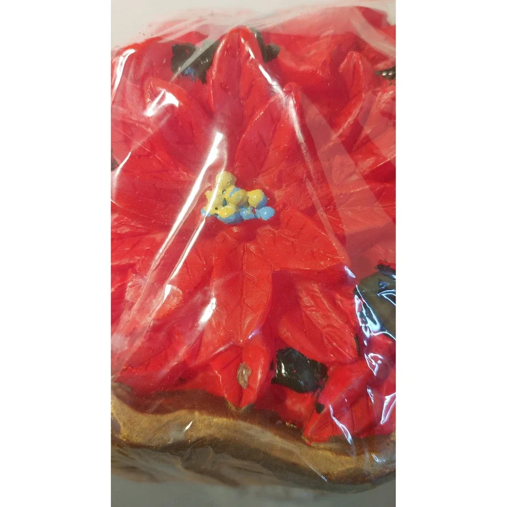 Delicates: (Large) Poinsettia 100% Wax Candle Arrangement Red Holiday Decor